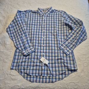 IZOD men's 16 34-35 button down plaid long sleeve shirt, NWT
